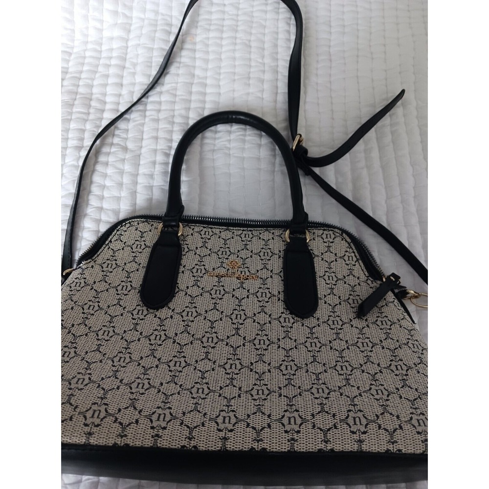 Nanette Lepore Women's Gray Black Logo‎ Print  Dome Handbag Crossbody Bag